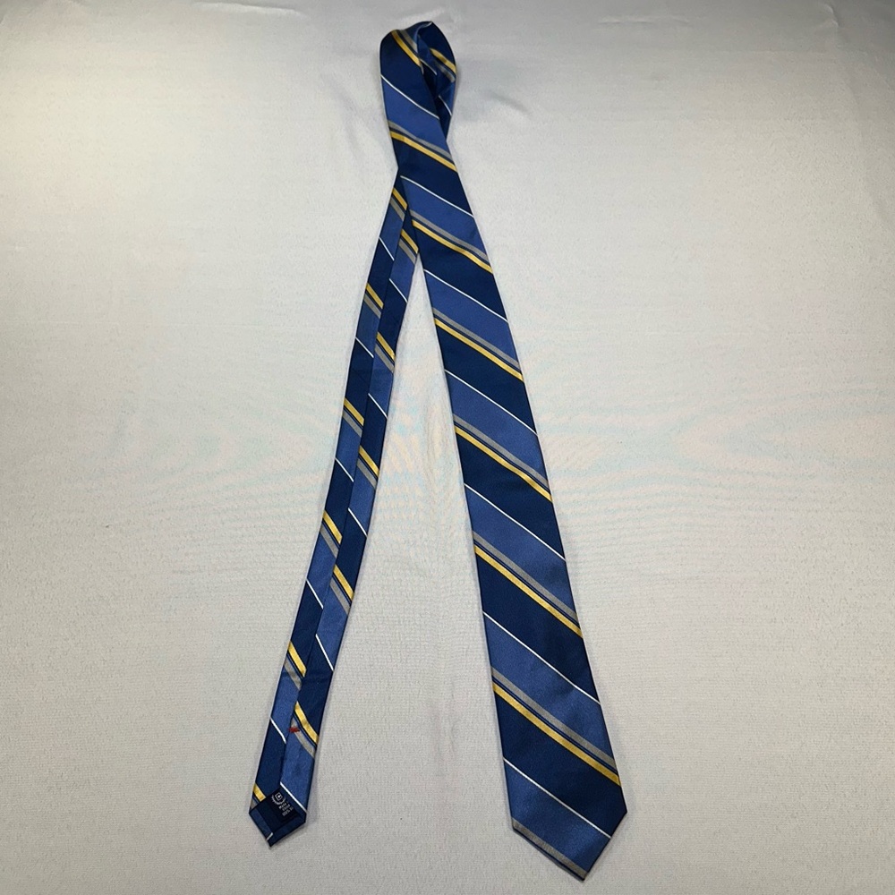 Chaps Blue And Gold Striped Silk Tie